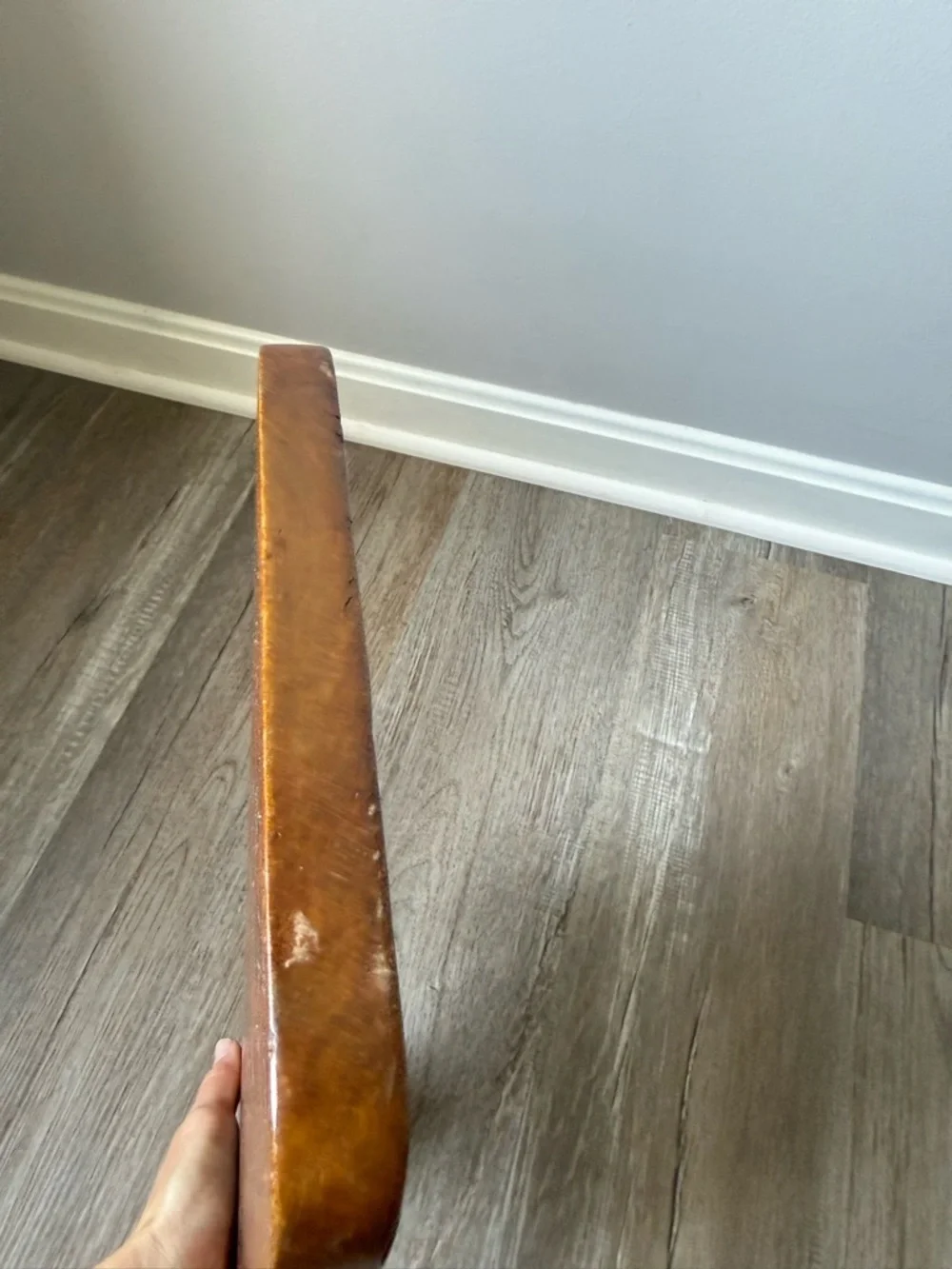 Vtg Wooden Charcuterie Cutting Board Floral Carved Handle Brown Retro Cottage